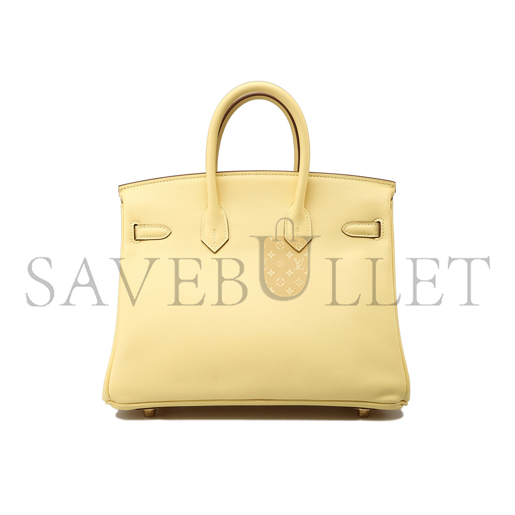 h**mes birkin 25 swift leather G003e egg yellow gold buckle bag h049362ck07 (25*20*13cm)